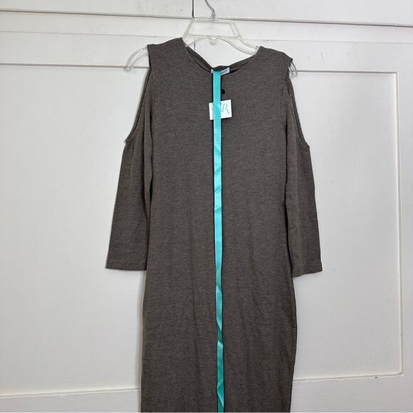 NWT Mistress Rocks Too Hot Taupe old Shoulder Dress Medium - Picture 3 of 7